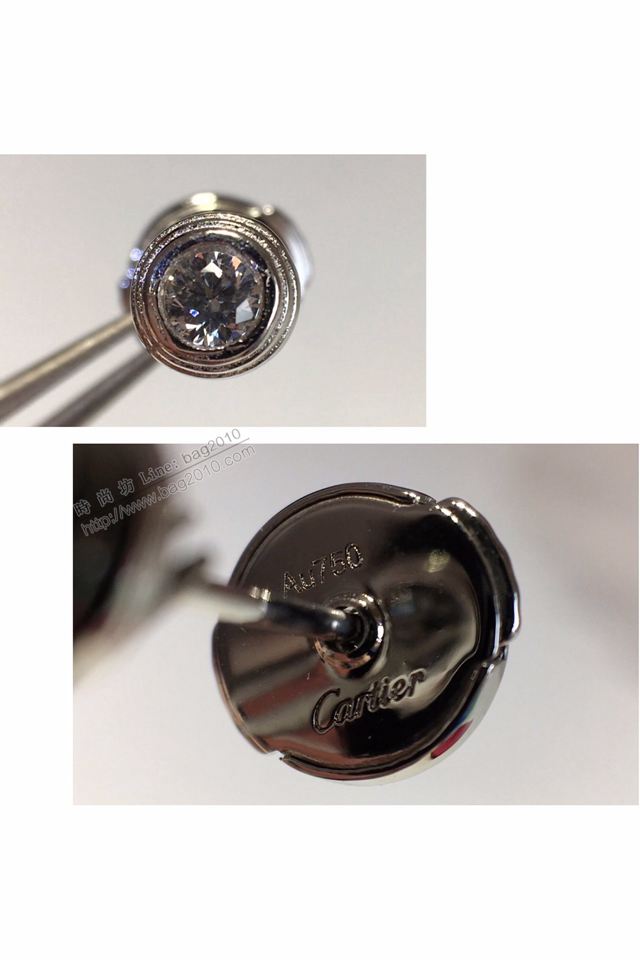 Cartier首飾 卡地亞小單鑽耳釘 通體925純銀耳環  zgk1356